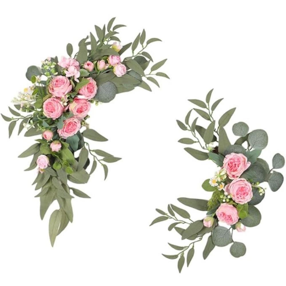 Welcome Sign Flower Swag Wedding for Wedding Party Reception Entrance Welcome Sign Artificial Silk Flowers Wall Hanging Ornament Decor