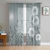 Plant Grey Dandelion Chiffon Sheer Curtains for Living Room Bedroom Home Decoration Window Voiles Tulle Drapes Curtain
