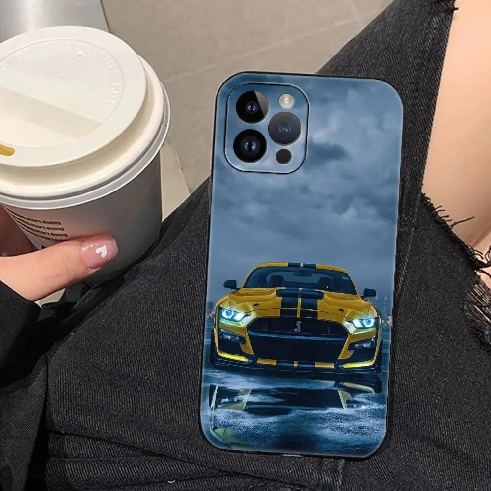 Luxury Sport Car M-Mustang Car Phone Case For Apple iPhone 15 14 13 12 11 Pro Max Mini 8 7 Plus X XR XS SE 2020 Black Soft Cover