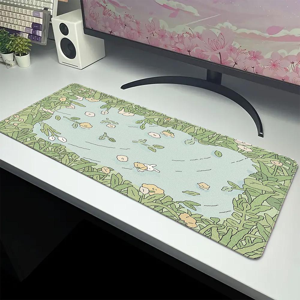 Large Cute Plant Mouse Pad Office Table Carpet Green Mousepad Desk Mat Rubber Big Mause Mat Non-Slip Keyboard Mat XL 100x50cm