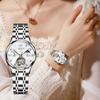 Женские механические часы OLEVS, автоматические, симпатичные, женские часы, водонепроницаемые, светящиеся, бриллиантовые, сверкающие, женские часы с датой, белые