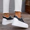 Fashion Spring Thick Soled Single Shoes for Women Round Head Color Matching Front Strap Waterproof Table Non-slip Sneakers