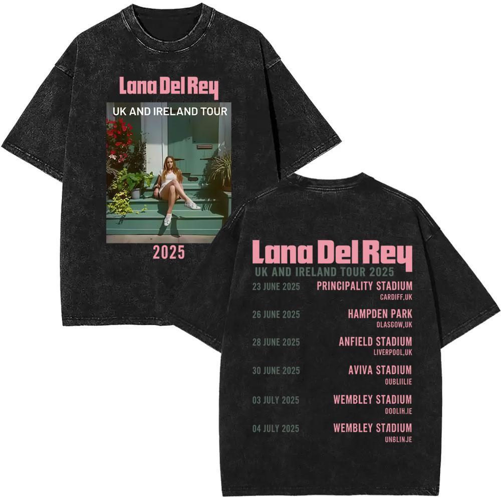 Washed Vintage WashedLana Del Rey Tour Tshirt Men Women Hip Hop Fashion Pop Music Tshirts Unisex Casual Cotton T Shirts
