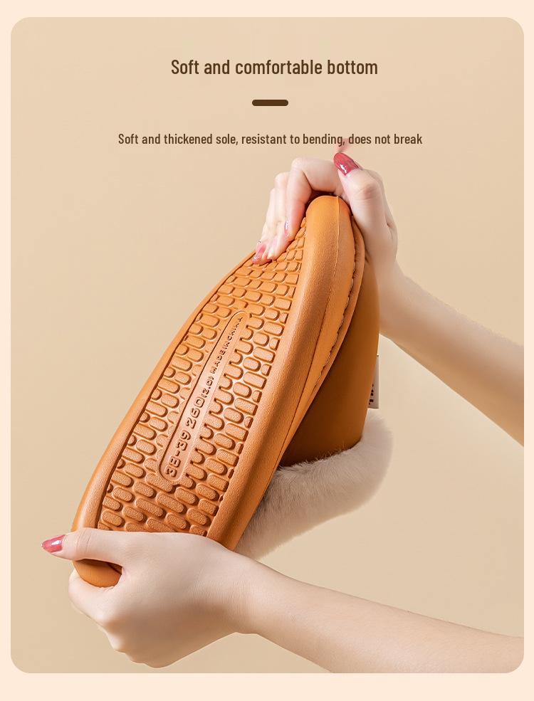 Женские нескользящие водонепроницаемые хлопковые тапочки на толстой подошве – Уютный меховой дизайн для осенне-зимнего периода, для беременных и мужчин