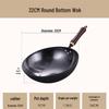 Traditional Forged Cast Iron Wok with Wooden Lid