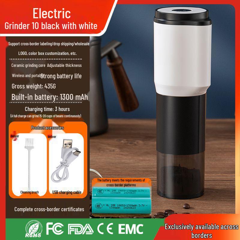 Wireless Portable Coffee Grinder with External Adjustment for Camping, Hand Drip, and Espresso