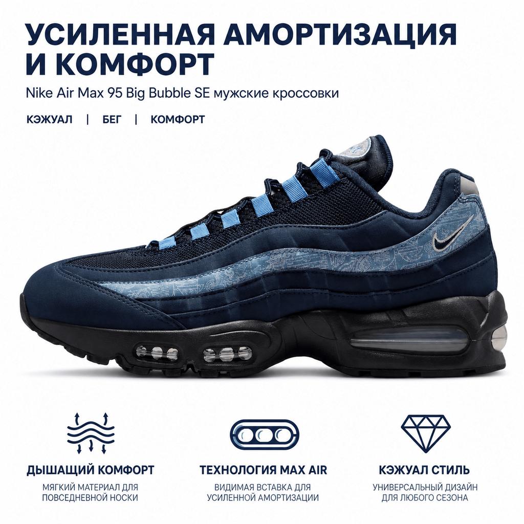 Nike Air Max 95 SE Big Bubble - Work Blue Мужские кроссовки Черный Мультиколор Белый IU2254-900