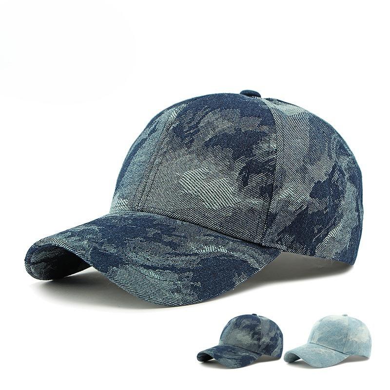 Vintage Washed Denim Baseball Cap Women Ethnic Jacquard Hard Top Hat Retro Sun Protection Peaked Cap Outdoor Casual Hat