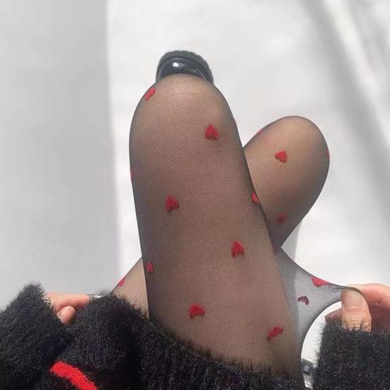 Женские колготки с вышивкой в виде сердца, ультратонкие, прозрачные, высокоэластичные, нескользящие, однотонные, для поездок на работу, свиданий, вечеринок, мини-юбка, подходящие чулочно-носочные изделия