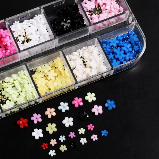 1 Box 3D Flower Nail Charms Multifunctional 12 Grid Design Phone Cases DIY Crafts Nail Art Supplies for Women