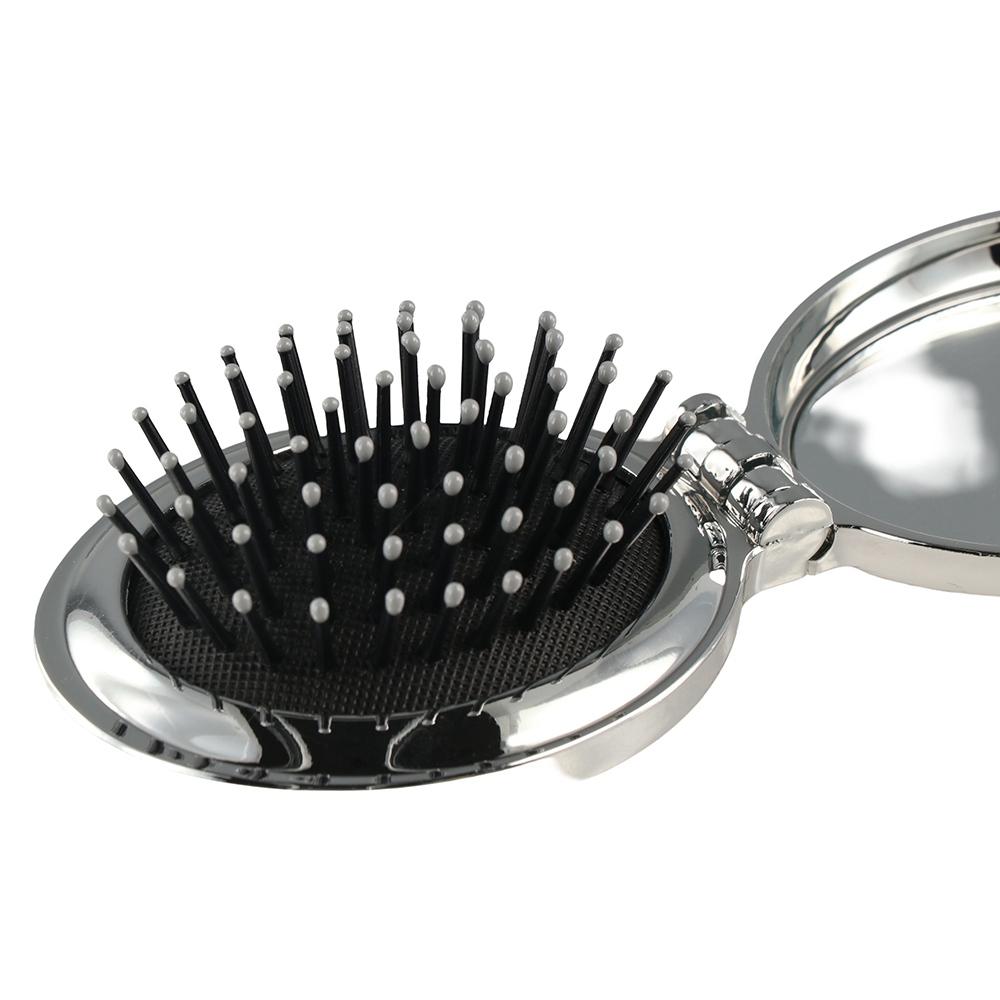 Round Pocket Mirror with Comb Dual Use Massage Hair Brush Simple Folding Air Bag Comb  Travel