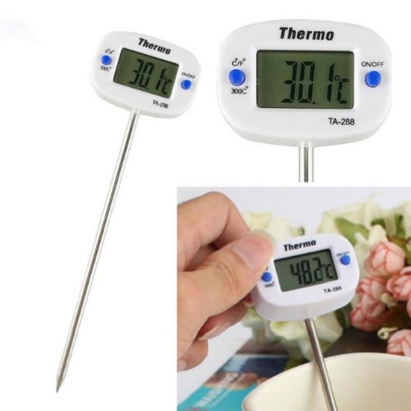 Portable Home Kitchen Electronic Thermometer Stainless Steel Insert Food Liquid Water Oil Food Thermometer Hygrometer Digital