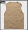 Extra Large Collarless Cotton Vest with Multiple Pockets for Spring/Autumn Outdoor Workwear
