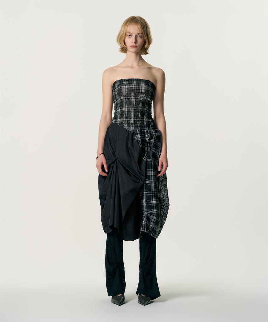 Kimjisu Dozi - Smocking Draped Dress_Black