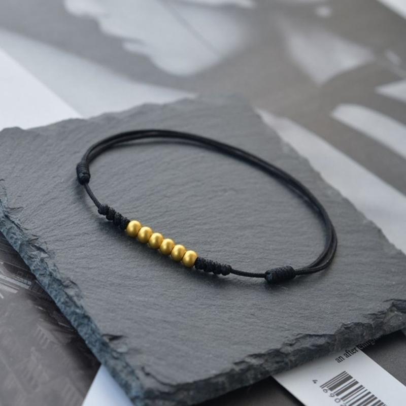 Красная веревка с матовыми золотыми бусинами, пара красных веревок, животных, год, счастливая бусина, винтажный браслет, подарок на День святого Валентина