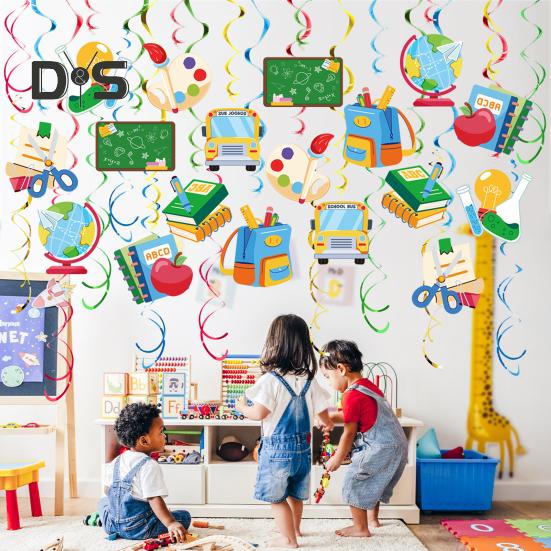 Подвесные завитки для украшения «Назад в школу», украшение потолка в классе, спиральный подвесной вихрь для вечеринки в школьном офисе