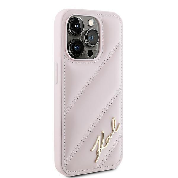 Etui do iPhone 15 Pro Karl Lagerfeld Diagonal Quilted Różowe