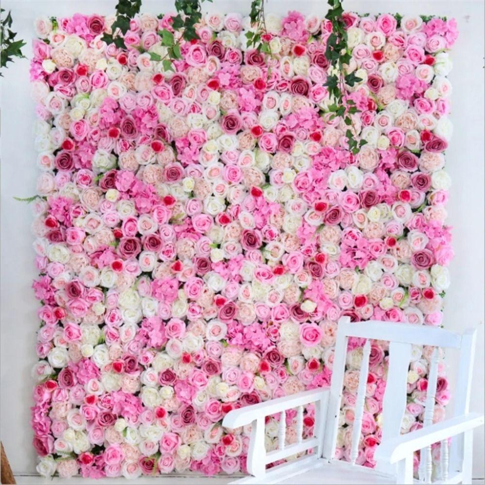 60X40cm Artificial Flower Wall Panels Realistic Silk Rose Flower Wall Birthday Party
