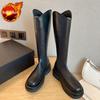 Platform Round Toe Warm Ladies Mid Calf Shoes Autumn Winter Leather Comfortable and Elegant Women's Half High Boots On Promotion