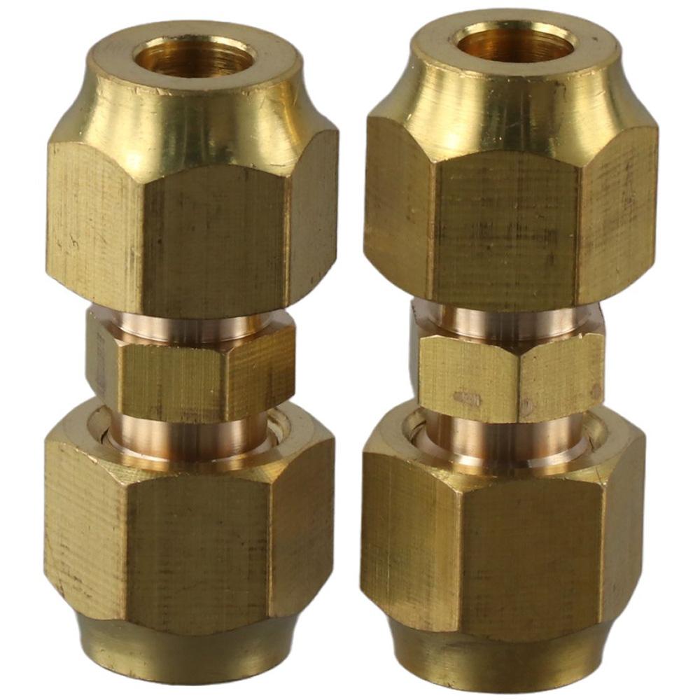 2 Pcs Lengthen Copper Pipe Quick Connector 1/4" Extension Connector AC Copper Pipe Copper Fittings