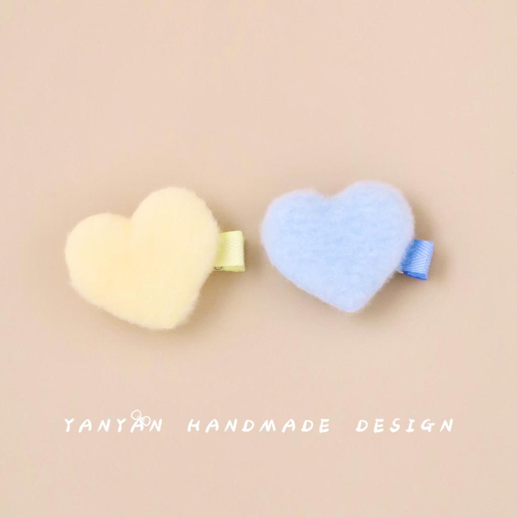 Fluffy Heart Hair Clip for Toddlers and Girls - Gentle No-Damage Fabric Clip for Winter Wear