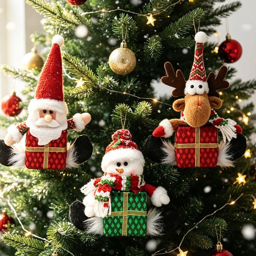 Hanging Style Christmas Hanging Ornament Creative Santa Claus Figurine New Gift Box Doll Holiday