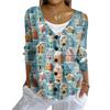 Women's Fashion Casual Knit Sweater Button-Up Christmas Print Cardigan Jacket