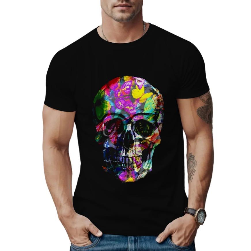 Мужские летние футболки Skelleton Sportwear с круглым вырезом и коротким рукавом с 3D-принтом, повседневные дышащие топы