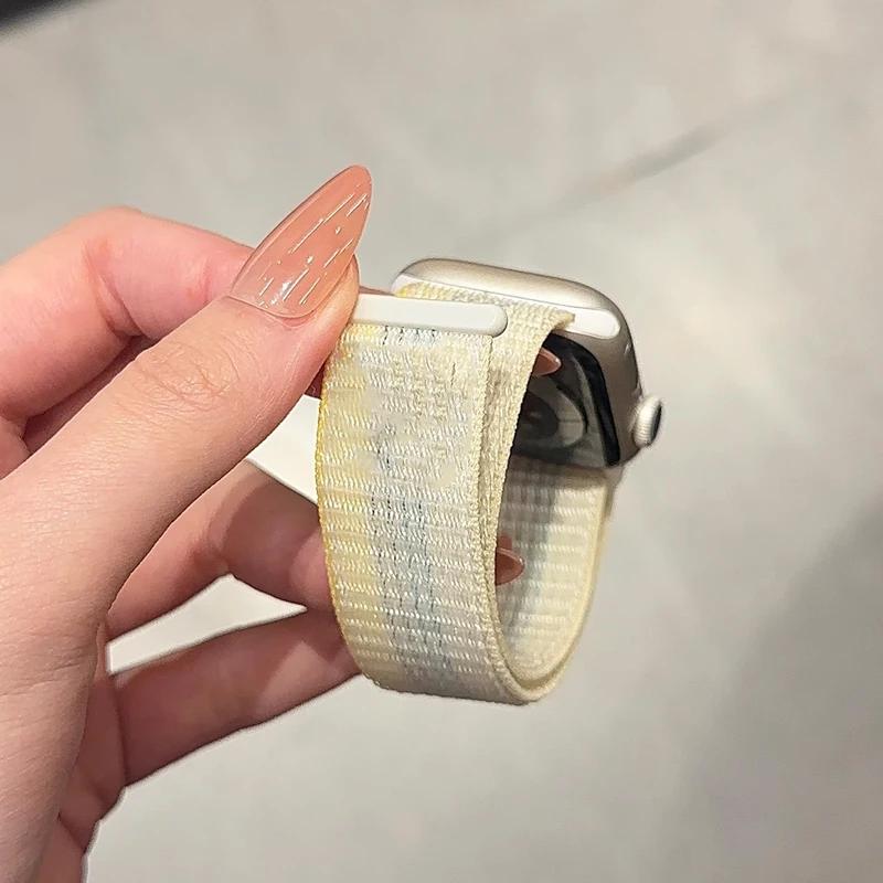 Нейлоновый ремешок-петля для ремешков Apple Watch 46 мм 44 мм 40 мм 45 мм 41 мм 42 мм Спортивный браслет iwatch Ultra 2 49 мм Серии 10 9 8 se 7 6 5 4 Ремешок