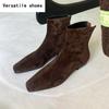Зимние короткие плюшевые женские ботильоны, модные короткие ботильоны с квадратным носком, элегантные женские ботильоны на низком каблуке Largas