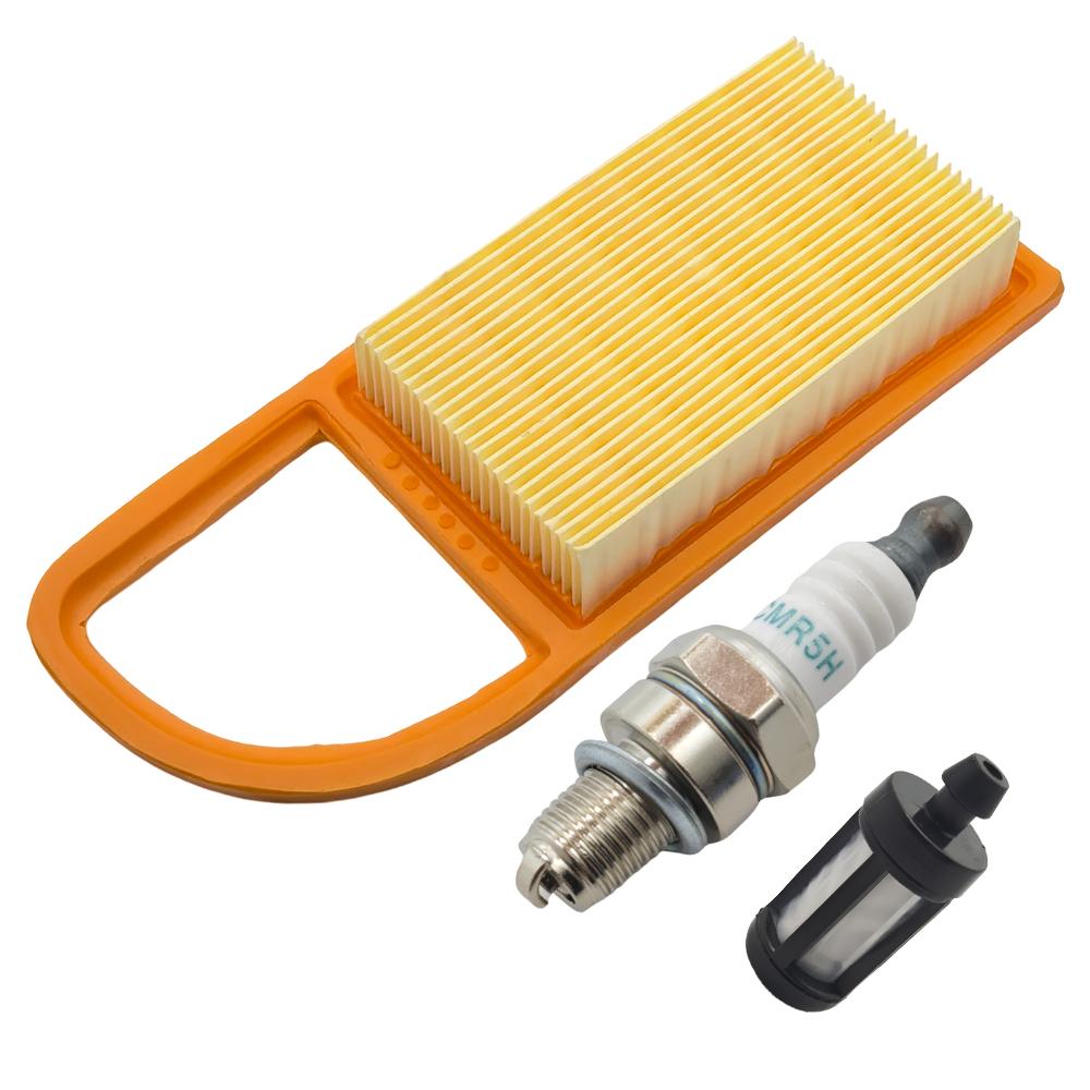 Air Filter Cleaner & 4-Stroke Spark Plug Fuel Filter Set For STIHL BR600 BR500 BR550 Back Pack Blower CMR6H / Stens 605-599