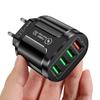 Быстрое USB-зарядное устройство на 4 порта с поддержкой QC3.0 и светодиодной индикацией, с вилками US/EU/UK