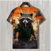 Summer Round Neck 3D Warrior Cat Printed Top Fashionable Casual Short Sleeved Men's T-shirts