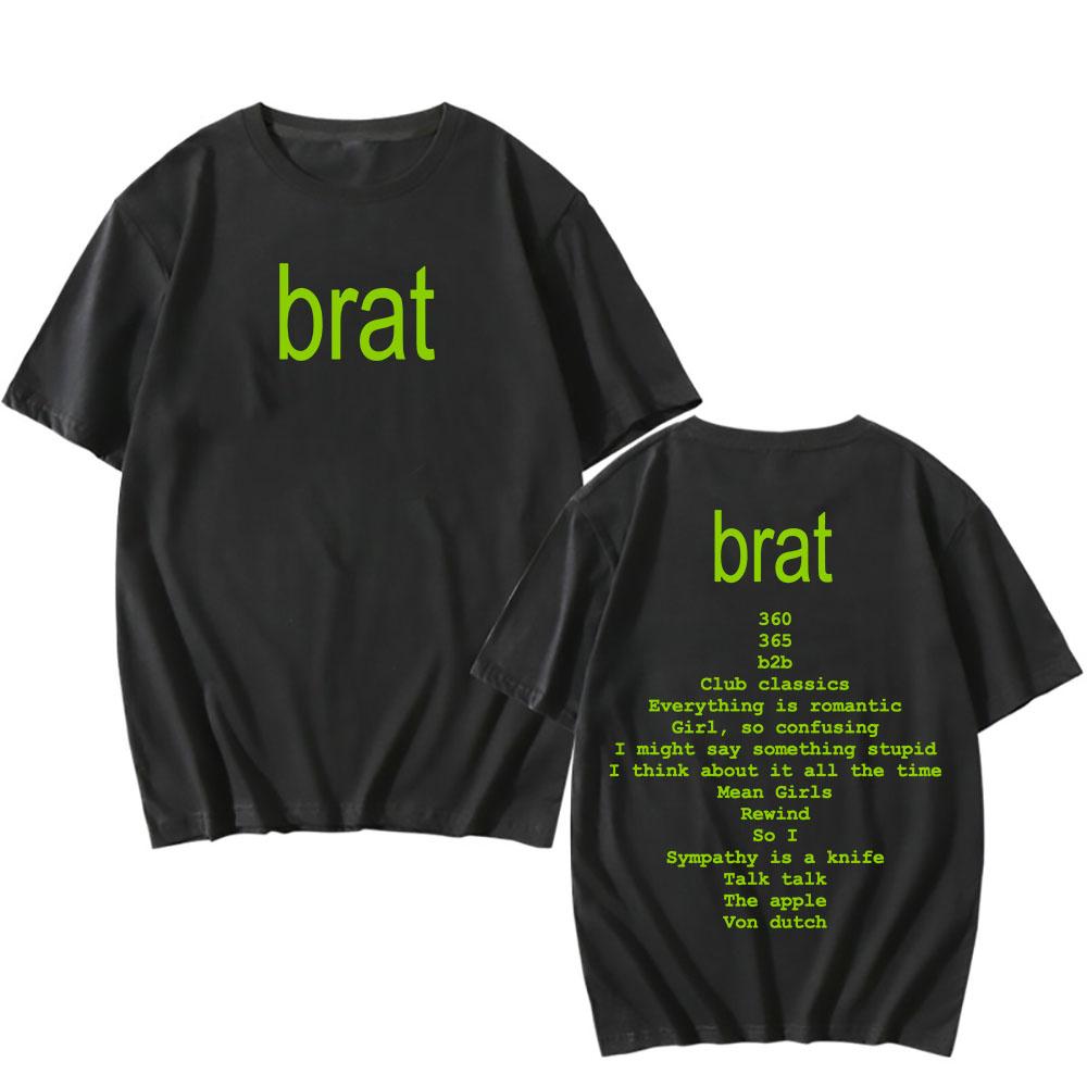 2024 Album Brat Graphic Tshirts Singer Charli XCX  Printing T-shirts Men/Women Hip Hop Streetwear Cotton Short Sleeve Summer Tee
