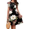 Summer Beach Dress For Women Casual Round Neck Tunic Ruffle Short Sleeve A-Line Tiered Babydoll Dress Flowy  Dress