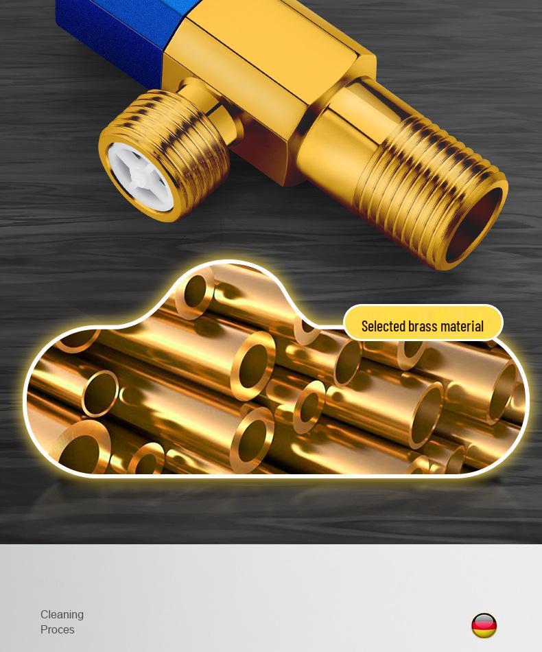 All-Copper Quick-Open Universal Angle Valve for Kitchen and Toilet (4-Point, Cold and Hot)