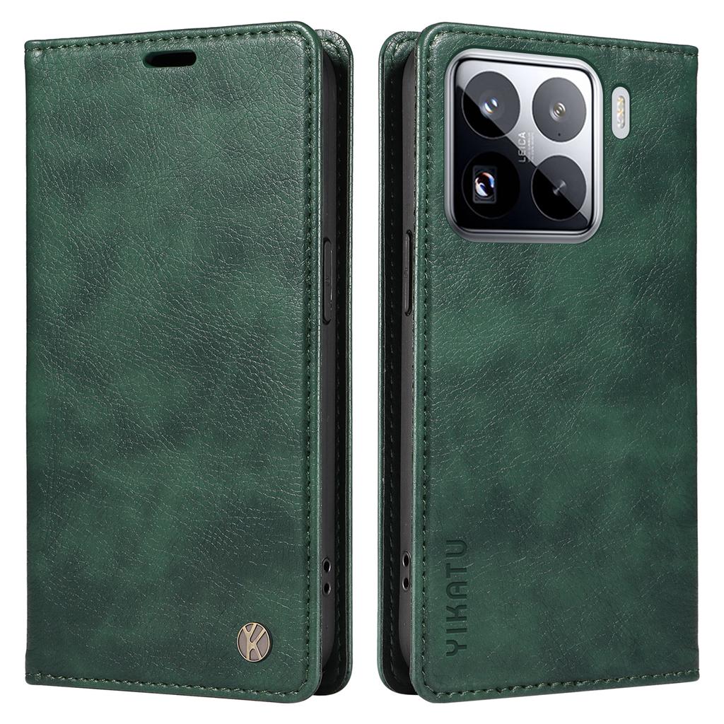 YIKATU YK-006 For Xiaomi 15 Pro Case Magnetic Closure Leather Phone Cover Litchi Texture