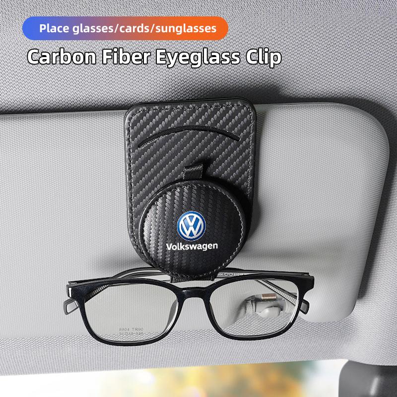 T31Volkswagen Car Sun Visor Sunglasses Holder PU Leather Glasses Clip For Passat b6 Golf Amarok T5 Phaeton ID3 Tiguan Auto Interior