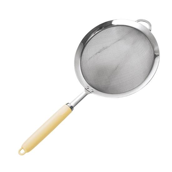 Сетчатый фильтр из нержавеющей стали 304, эргономичная ручка, мелкоячеистый фильтр, ложка, проволочный просеиватель для муки, металлический дуршлаг, скиммер, кухонные принадлежности