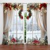 2pcs Christmas Window Printed Curtain for Christmas Home Decor - Rod Pocket Window Treatment for Bedroom, Office, Kitchen