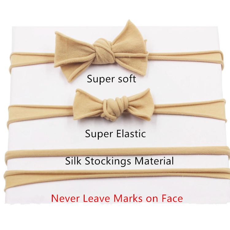 Soft Thin Seamless Tan Bowknot Children's Baby Headbands Stretchy Elastic 1cm for DIY Hair Accessories