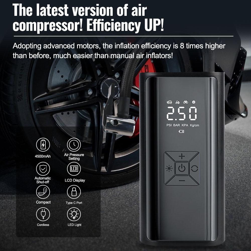 LCD Display 150PSI 120W With LED Light Tire Inflator Air Pump Wireless Digital Portable Tire Pressure Gauge Air Compressor