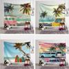 Home Decor Bus Palm Tree Beach Tapestry Ocean Wall Hanging Picnic Mat Blanket Theme Hotel Bedroom Decor 85x75cm