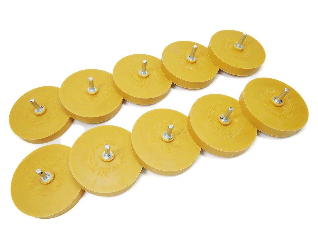 Set of 10 Rubber Tracers for Electric and Air Drills, Vehicle Inspection Sticker Removal, Eraser, Sticker Remover, Tool