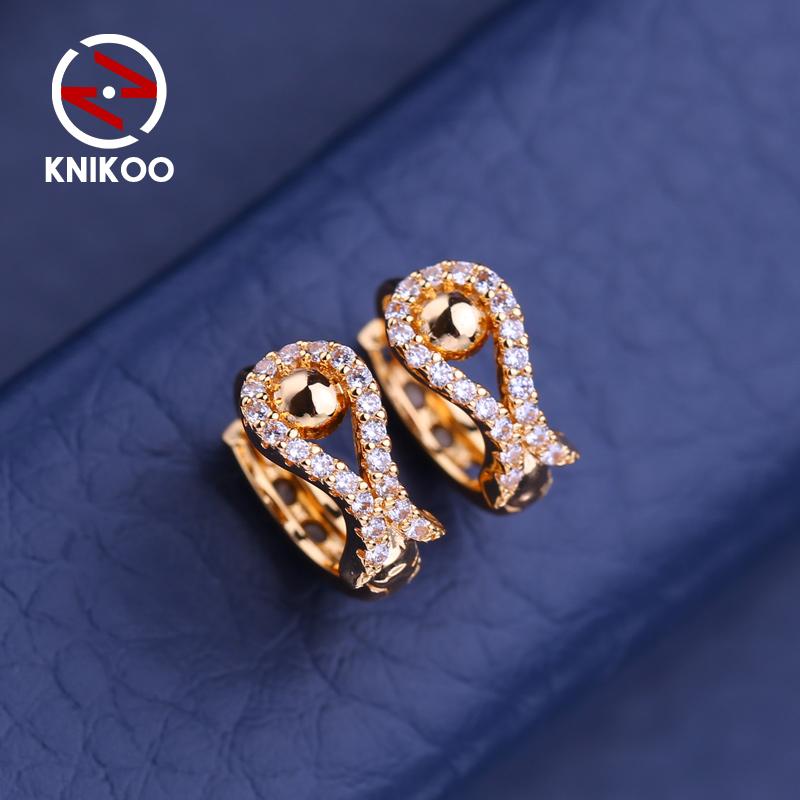 KNIKOO Clip Earrings For Women Cubic Zirconia Fashion Hollow Stud Hoop Earrings Jewelry For Wedding Party Gifts