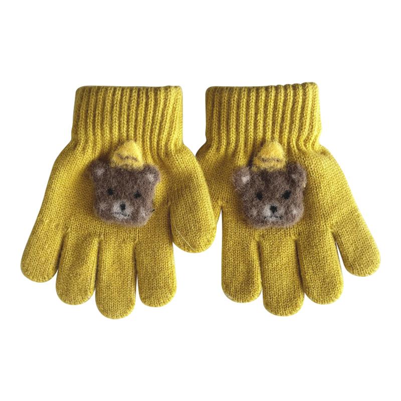 Перчатки детские 3-6 лет вязаные теплые мультипликационные супер милые перчатки с пятью пальцами осень-зима однотонные модные перчатки для девочек и мальчиков
