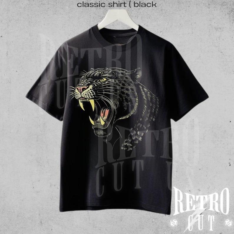 Retro Panther TShirt Vintage 90s Animal Graphic Tee Wild Panther Shirt Distress Unisex T-Shirt