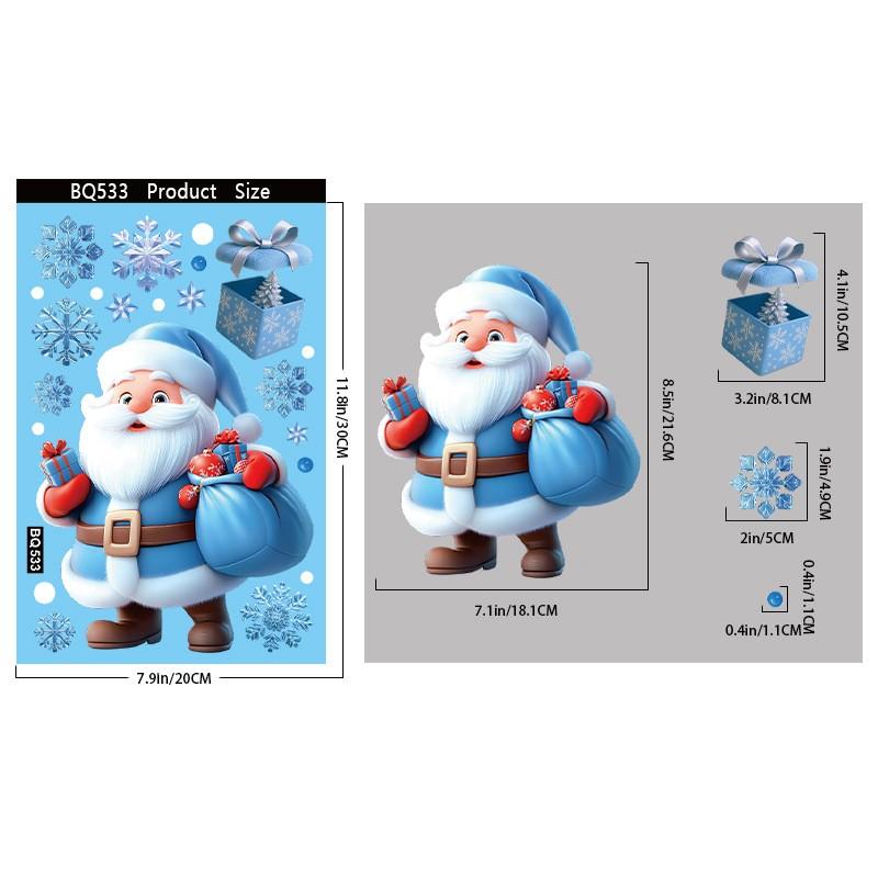 Christmas Decorations: Snowman, Snowflake, Glass Stickers, Christmas Party Decorations, Static Stickers.