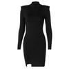 Women Spring Autumn Long Sleeve Bodycon Soild Color Black Slim Package Hip Mini Dress Female Clothing Streetwear