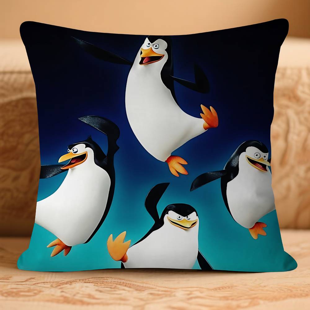 P-Пингвины МадагаскараS Наволочка Съемный Моющийся Чехол для Подушки – Всесезонный Мягкий Лен